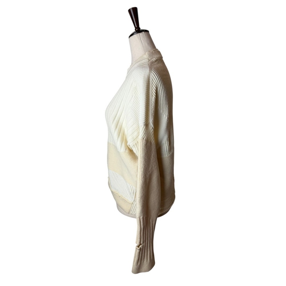 Helmut Lang Sweater Women Small Ivory Military Grunge‎ Patchwork Wool Cashmere - Picture 3 of 9